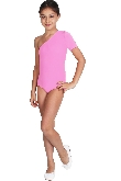 BODY DANZA LYCRA MONOSPALLA MEZZA MANICA ROSA BAMBINA